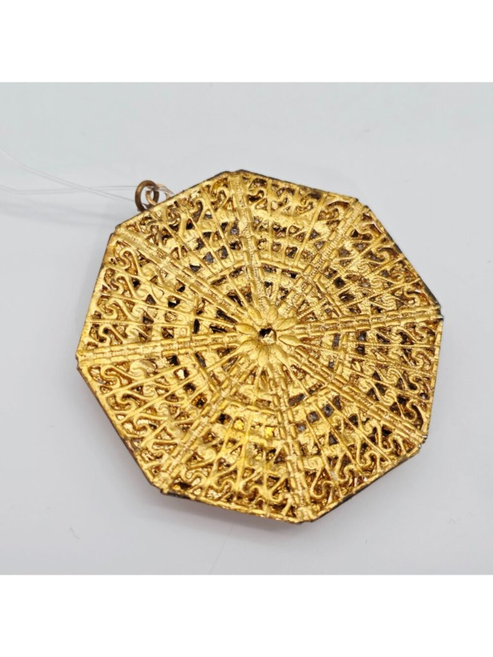 Vintage Gold-Tone Frame Pendant With Blue Boy Porcelain Cameo Oval Design 2" - Picture 6 of 6